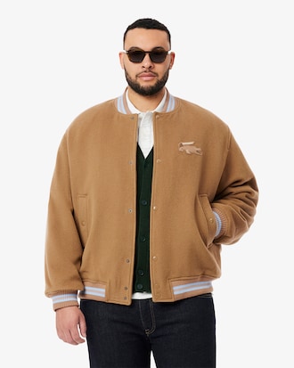 Men's Wool Crocodile Badge Bomber Jacket