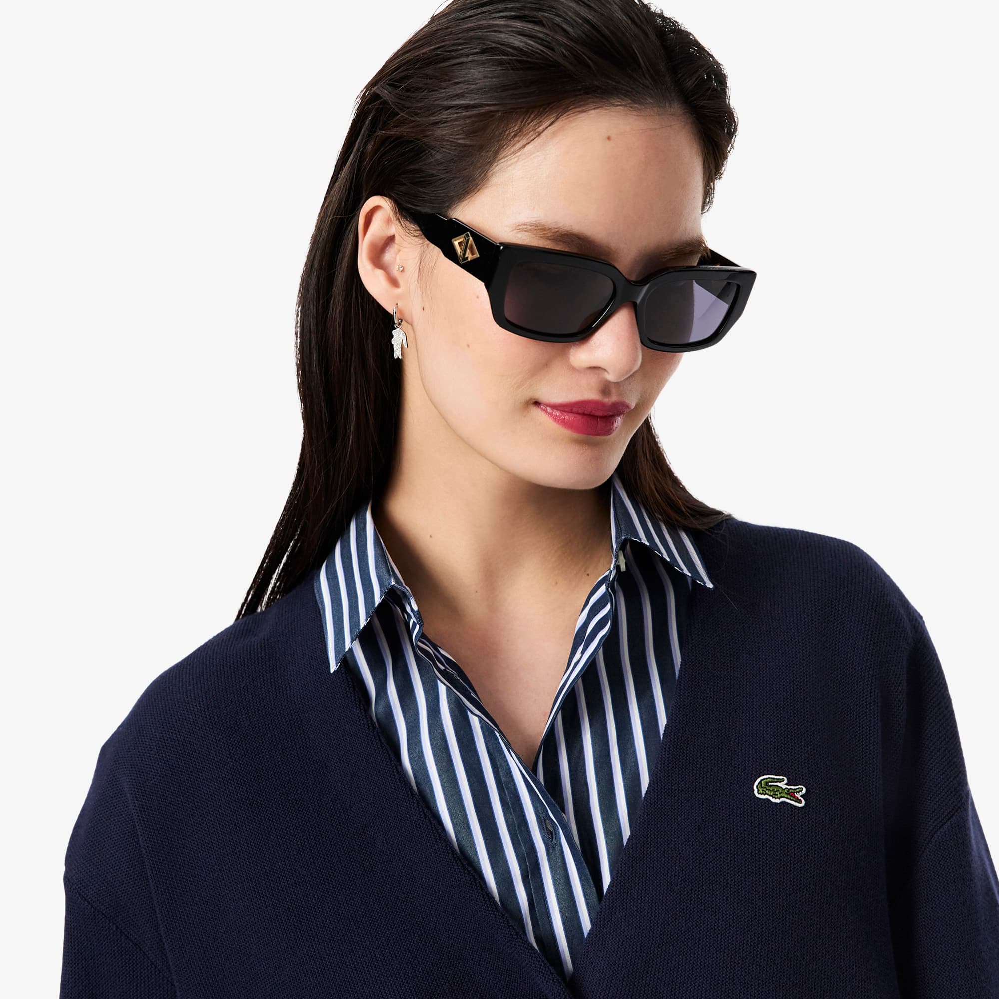 Women's V-Neck Moss Stitch Cotton Cardigan - Sweaters