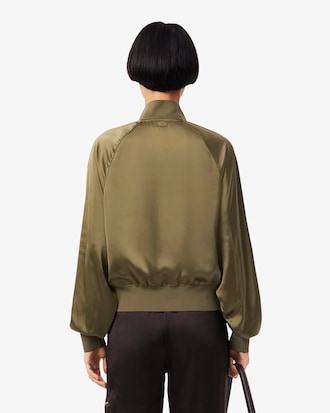 Women's Oversized Embroidered Signature Satin Bomber Jacket