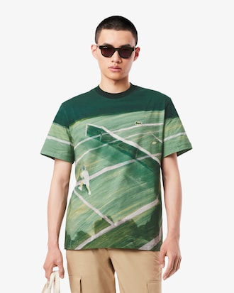 Men's Classic Fit Tennis Print T-Shirt