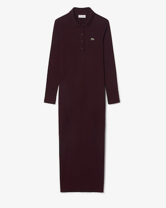 Vestido Ajustado con Cuello Polo de Algod&oacute;n Acanalado