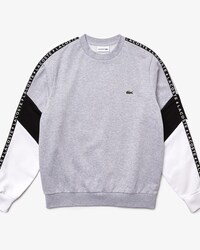 Men&rsquo;s Crew Neck Lettered Colorblock Sleeved Fleece Sweatshirt