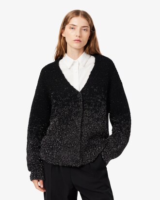 C&aacute;rdigan de Jacquard en Degradado con Efecto Metalizado