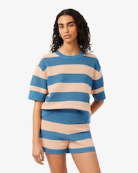 Striped Mesh Knit T-Shirt