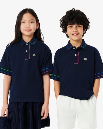 Kids' Contrast Accent Petit Piqué Polo