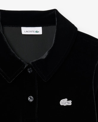 Girls' Shiny Stretch Velour Polo Dress