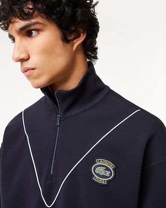 Men's Loose Fit Zip Neck Piqué Sweatshirt