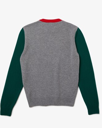 Jersey para hombre en lana responsable con bloques de color y cuello redondo