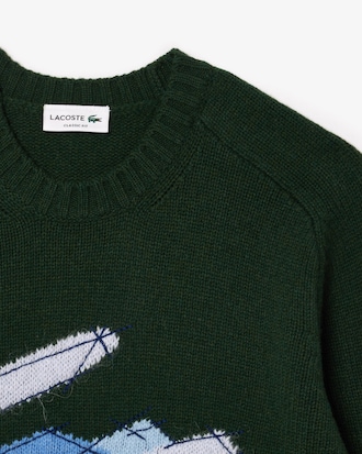 Men's Crocodile Motif Wool Sweater