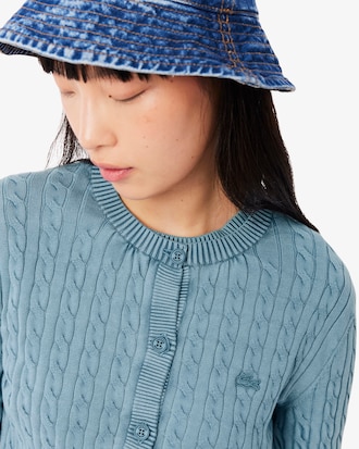 Women's Wash Effect Cable Knit Cardigan