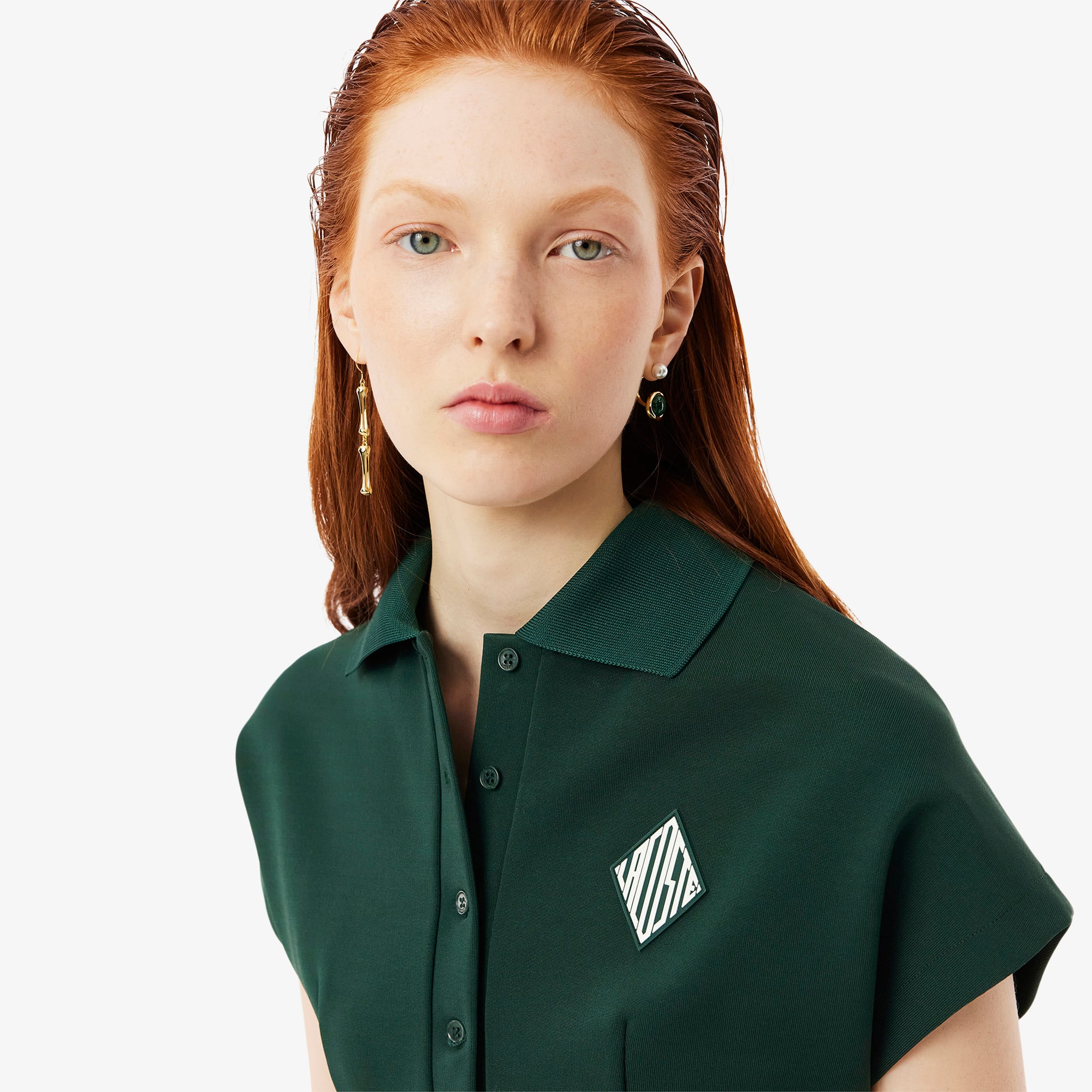 ★LACOSTE★ Women's pleated hem short sleeve polo dress beig Lacoste polo dress in beige | ASOS