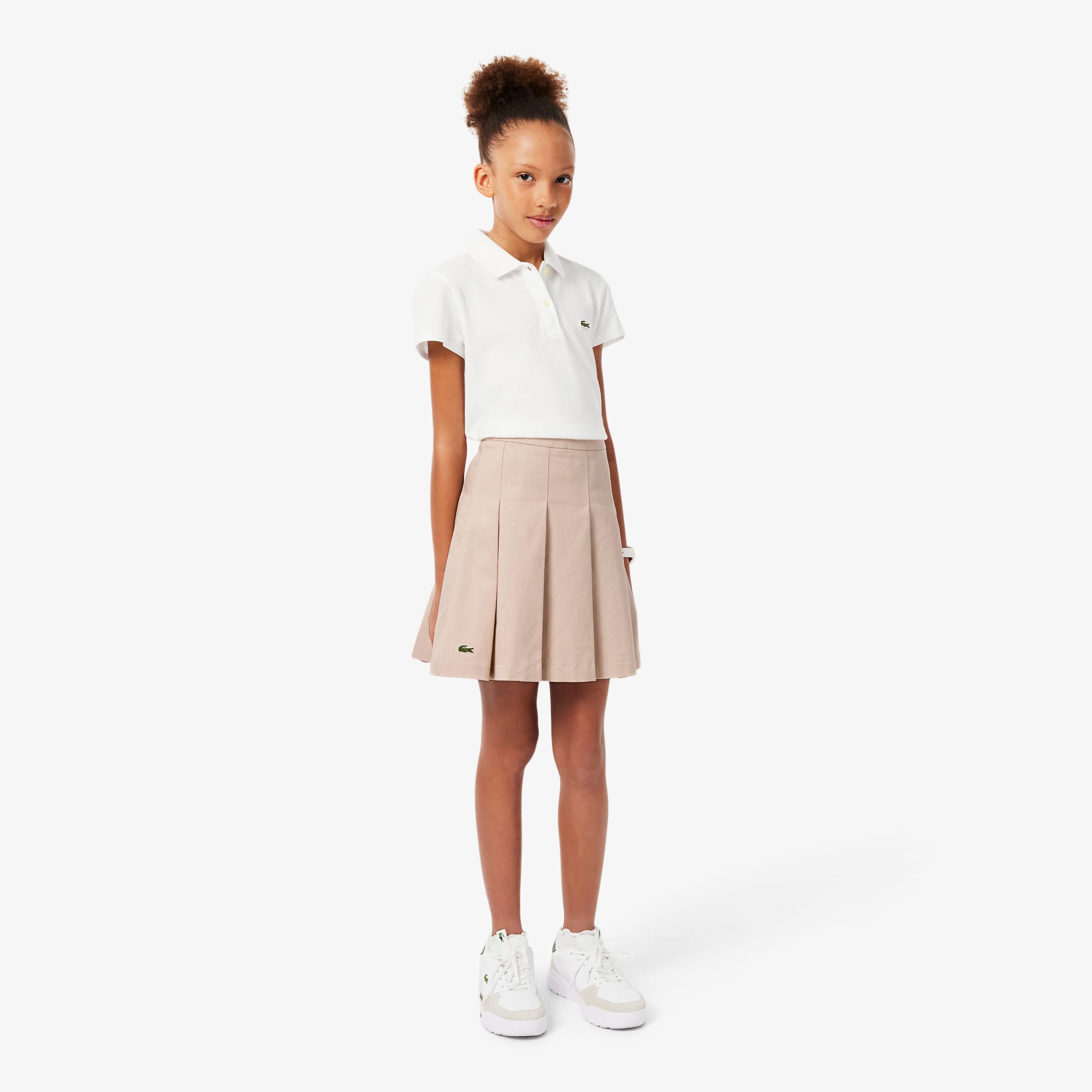 Lacoste Pleated Cotton Twill Skirt - 10 Years In Beige