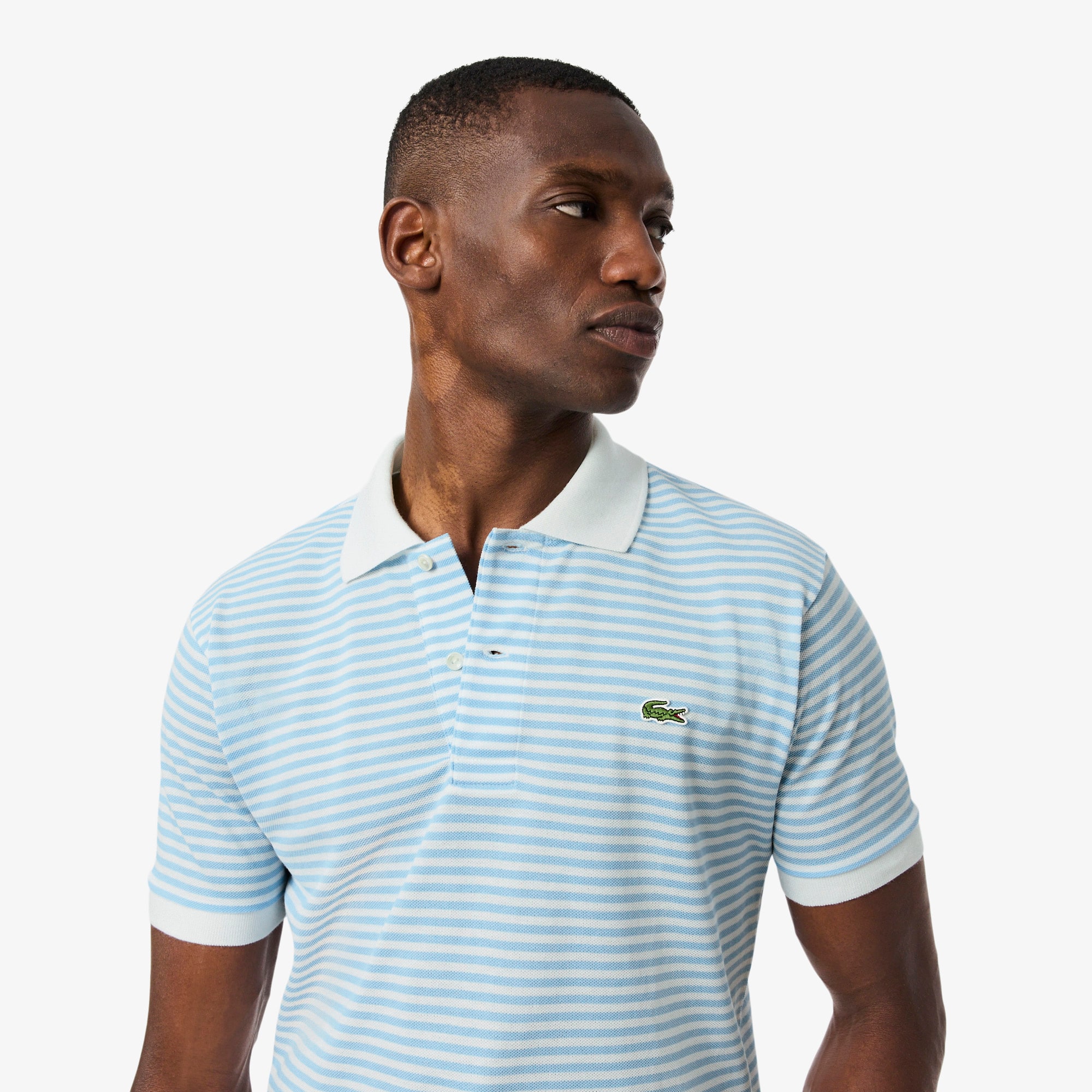 Men's Classic Fit L.12.12 Striped Petit Piqué Polo - Polo Shirts
