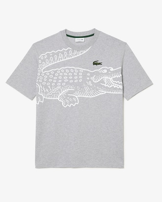 Men&rsquo;s Loose Fit Crocodile Print Crew Neck T-Shirt