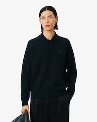 Runway Felted Wool Polo Collar Sweater