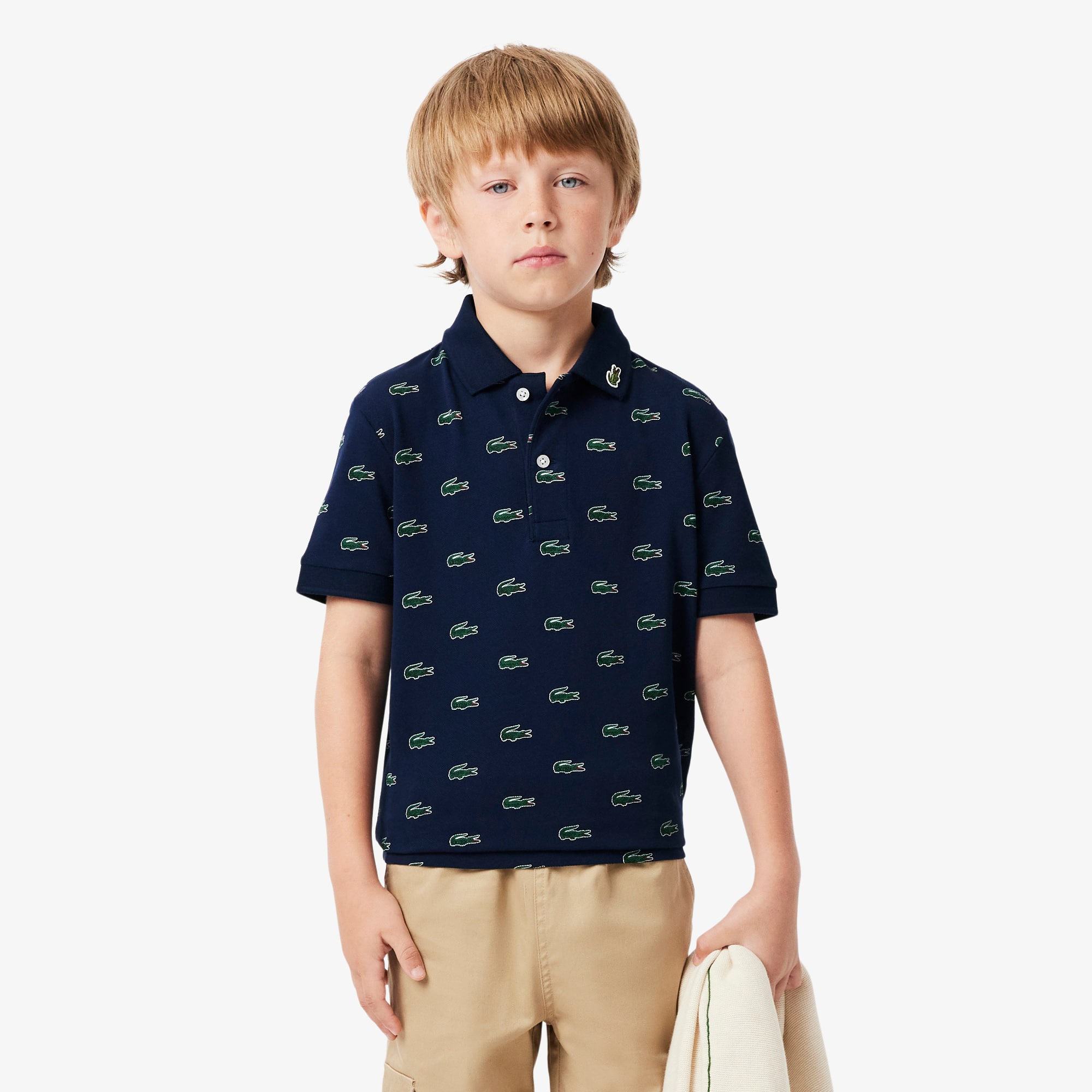 Lacoste Boys' Printed Petit Piqué Polo