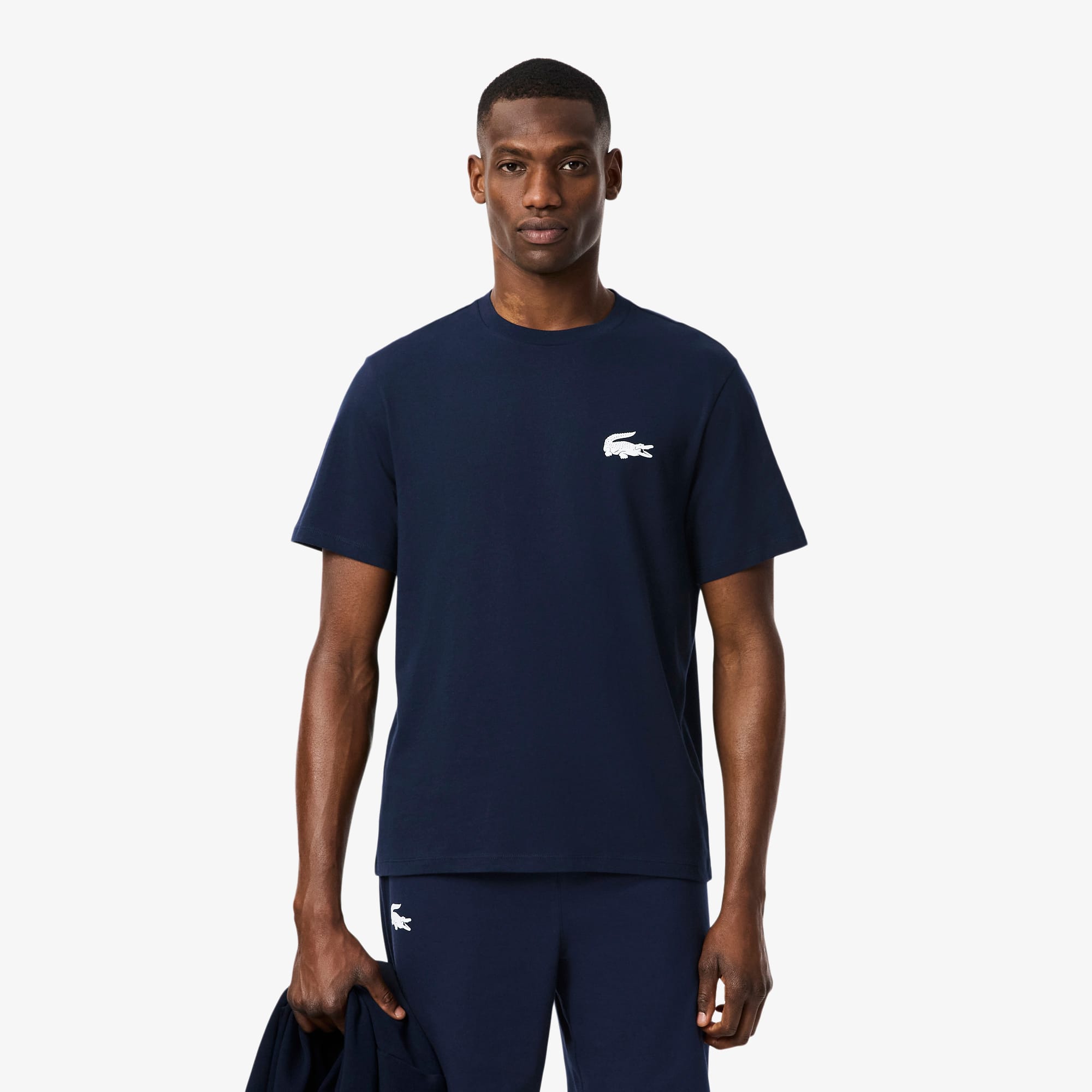 Lacoste Men's Crocodile Print Cotton Undershirt In Blue