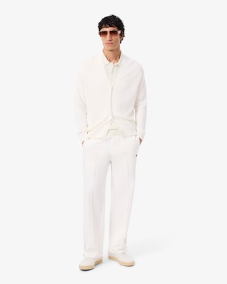 Men's Fluid Ribbed Knit Polo Collar Sweater