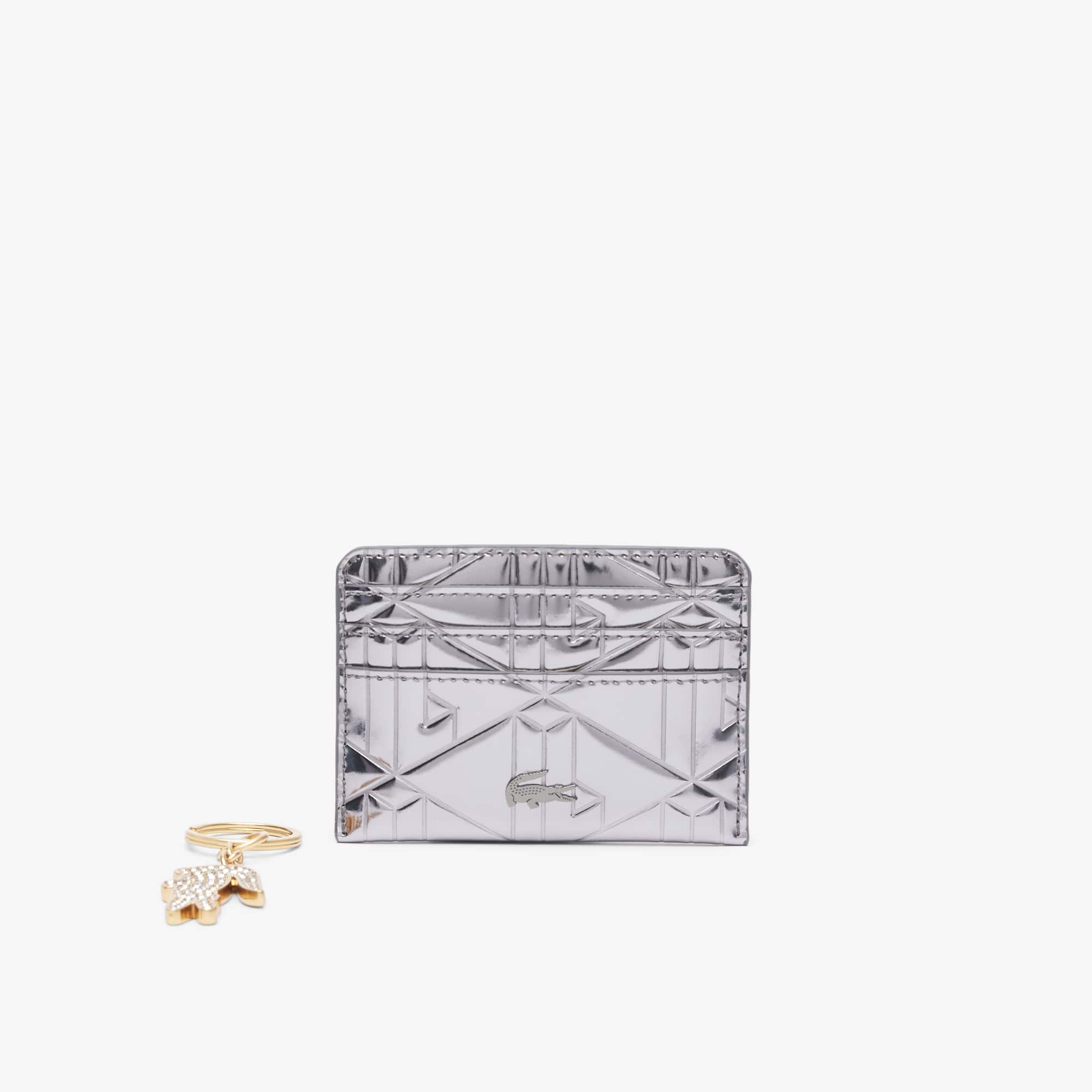 Lacoste Cardholder & Metal Key Chain Gift Set - One Size In Silver