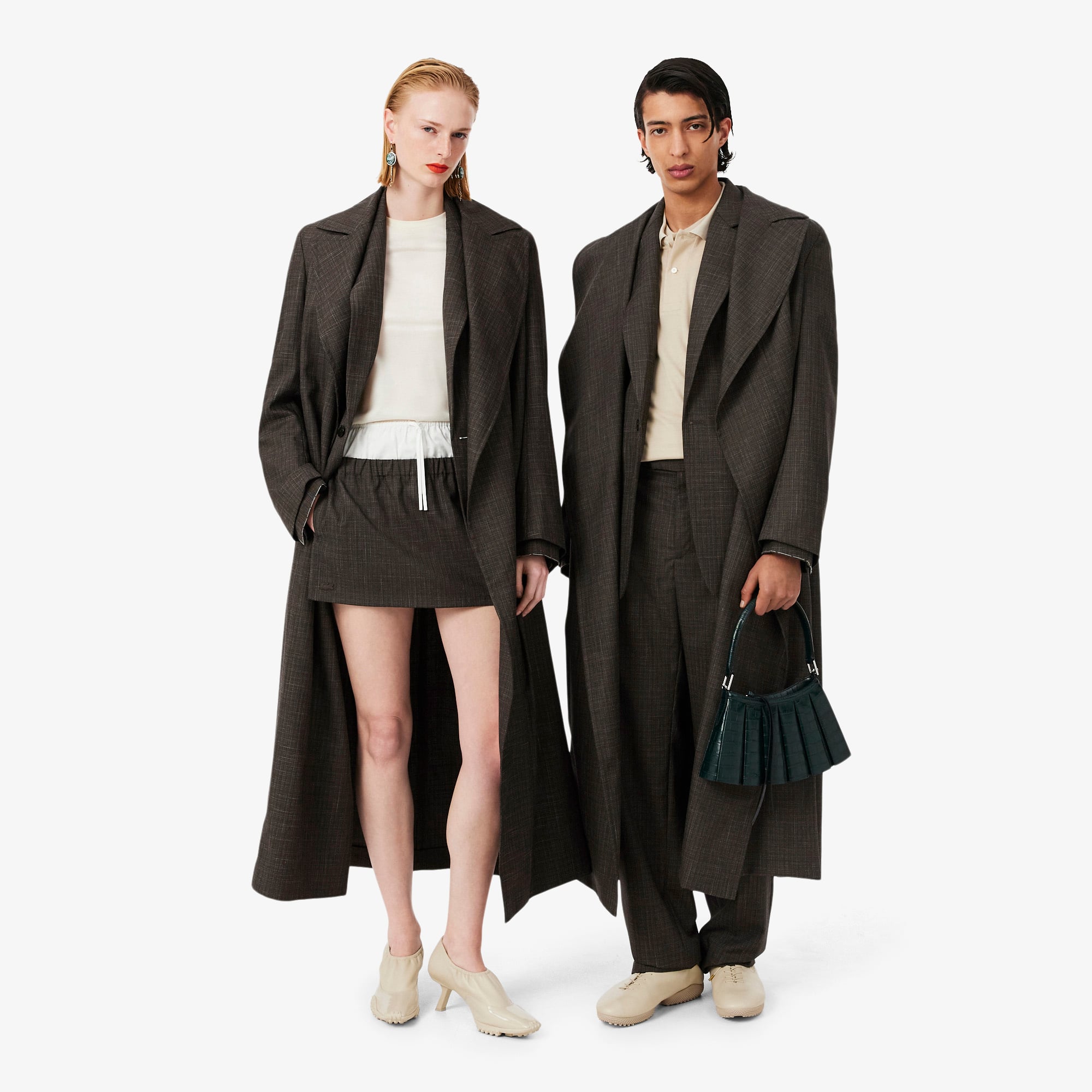 Lacoste Runway Wrap Collar Wool Trench Coat - 3 - Xs/s In Brown