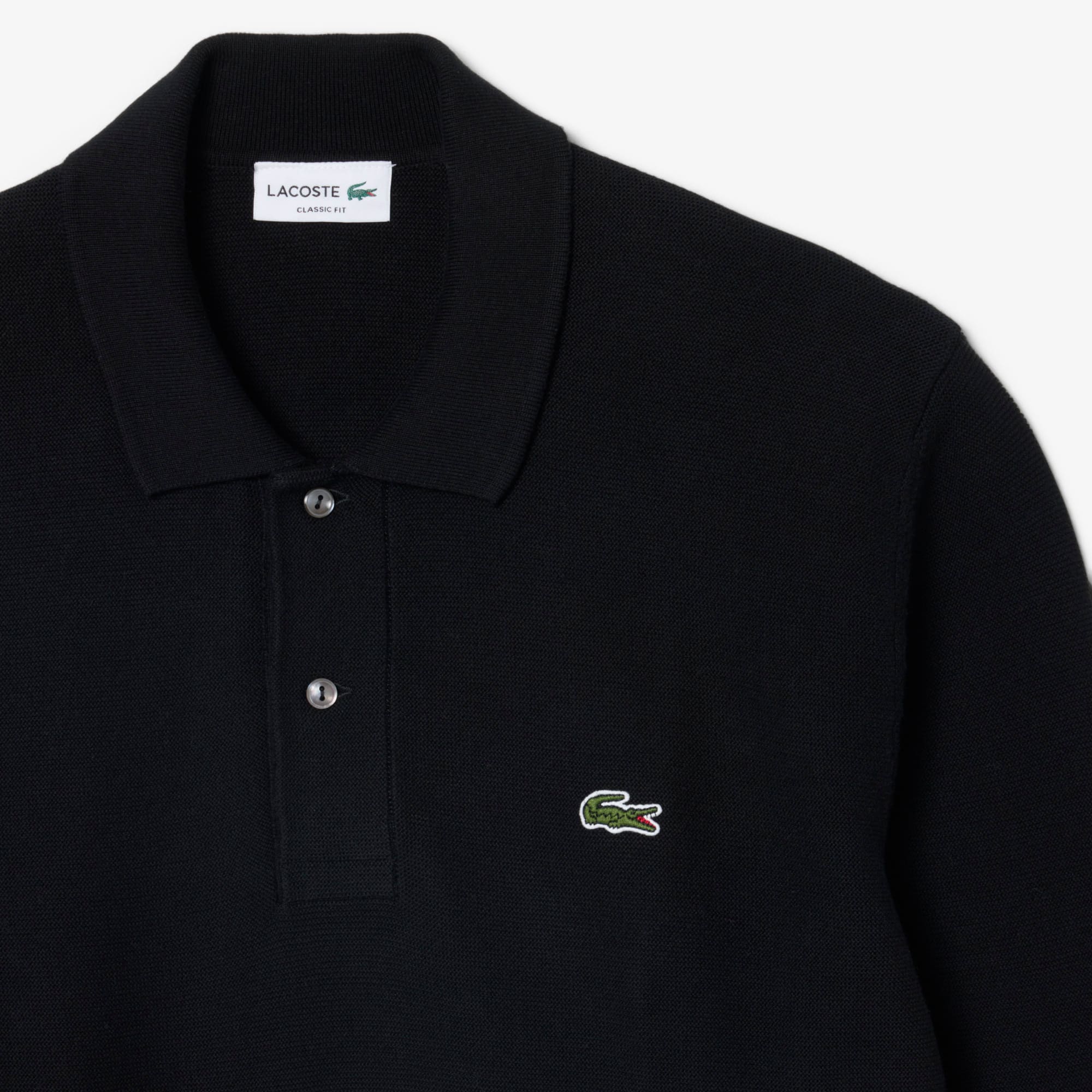 Classic Fit Long Sleeved Knitted Polo Shirt