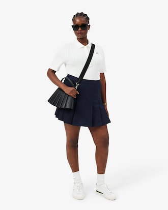 Women's Short Stretch Cotton Pleated Skirt