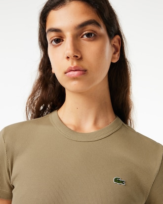 Women's Slim Fit Ribbed Cotton T-Shirt