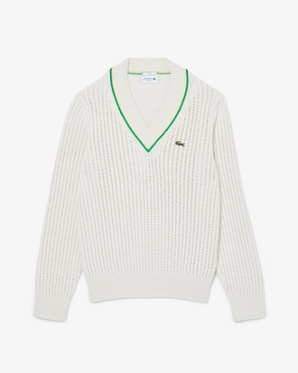 Unisex V-Neck Striped Tennis Sweater