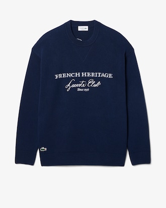 Wool Blend Crew Neck Tennis Heritage Sweater