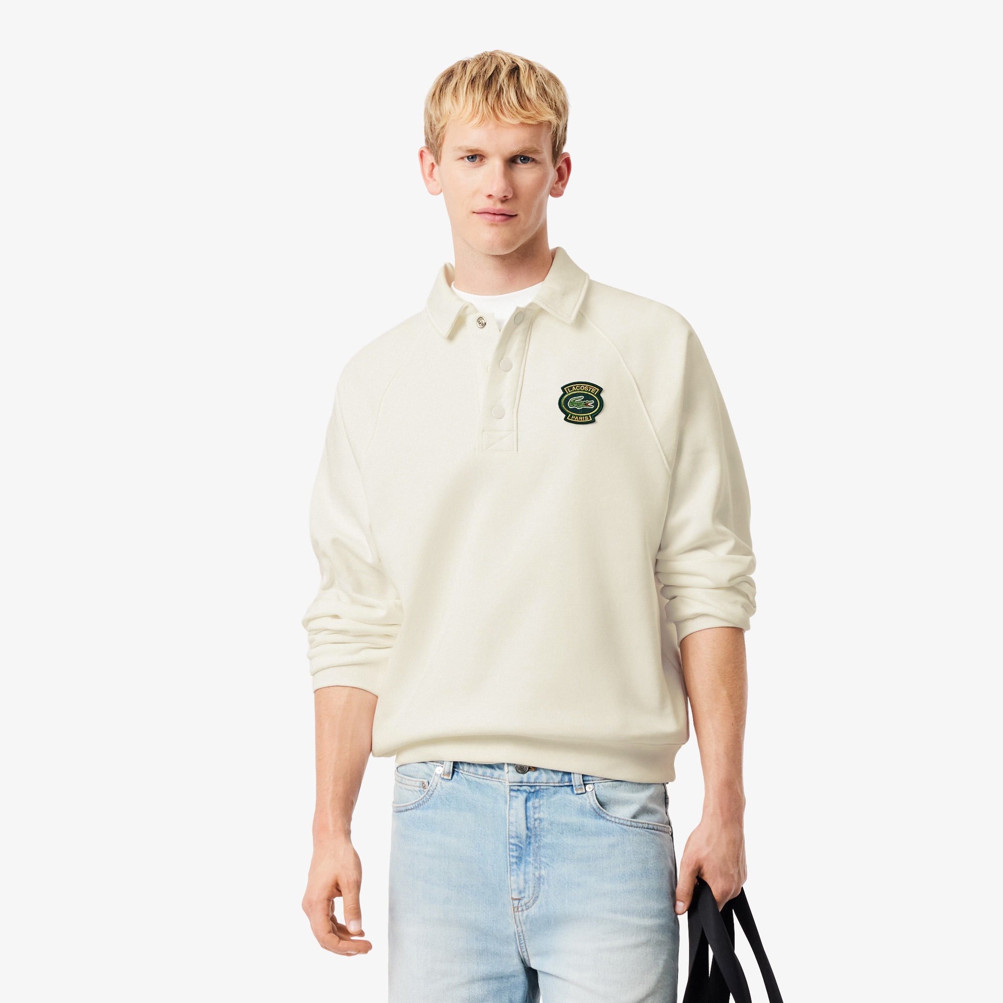 Lacoste Men's Loose Fit Polo Collar Fleece Sweatshirt