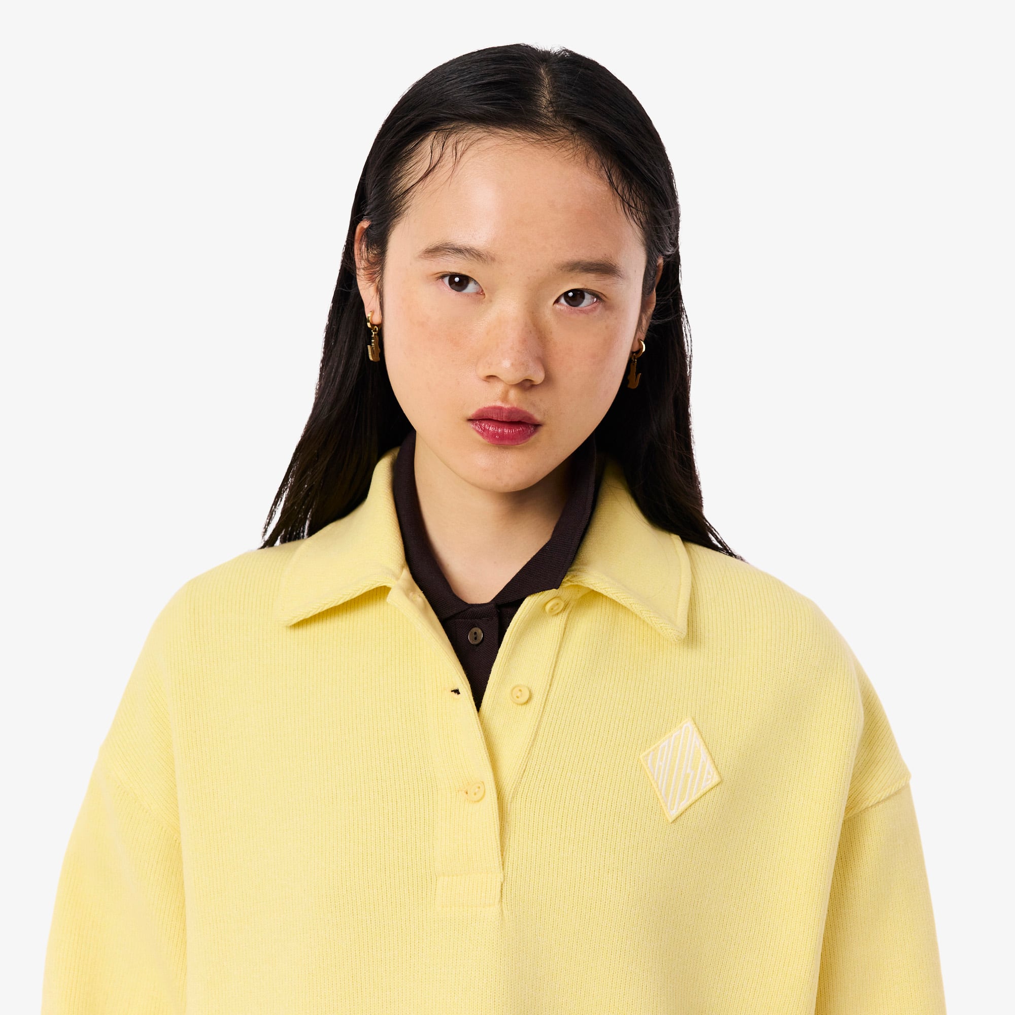 Oversized Ribbed Polo Sweatshirt