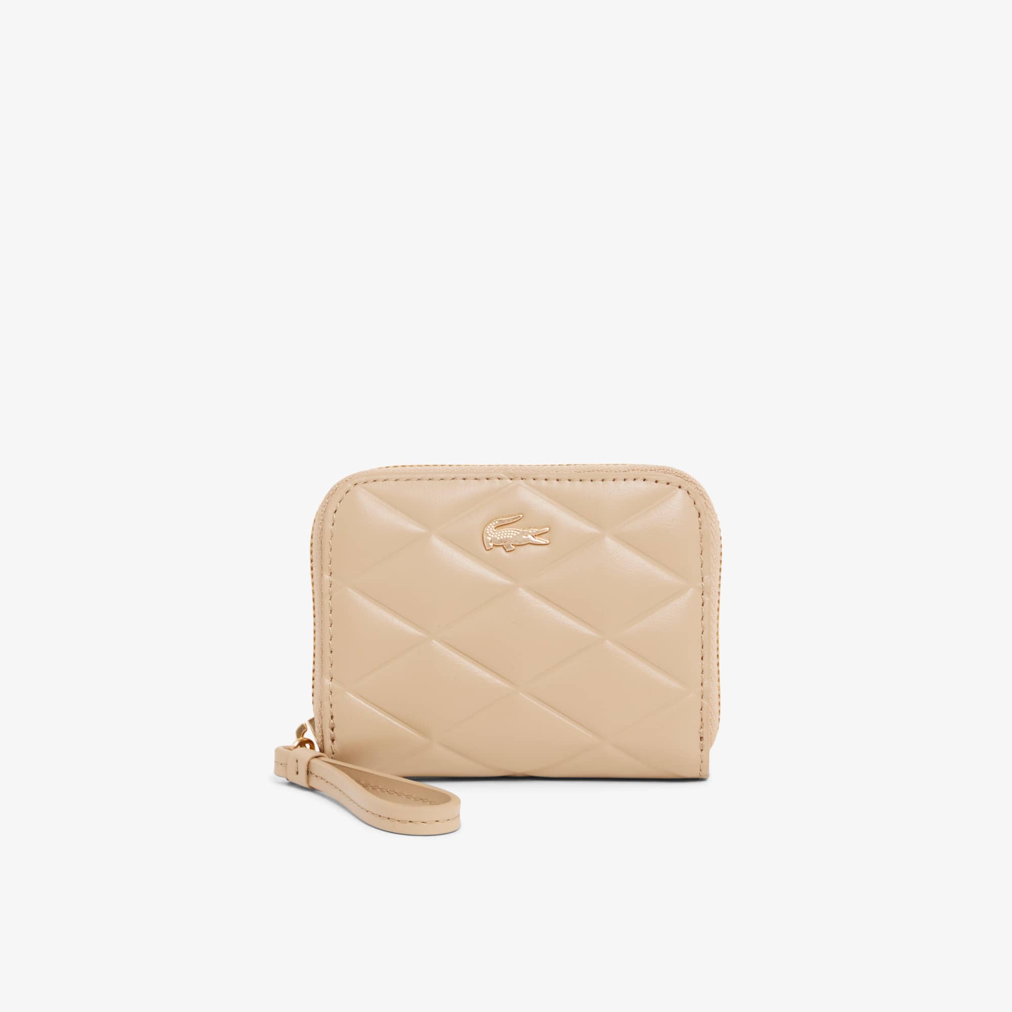 Lacoste Small Crocodelle Leather Coin Purse - One Size In Sand