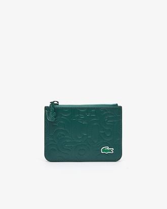 Small Embossed Leather Zip Clutch
