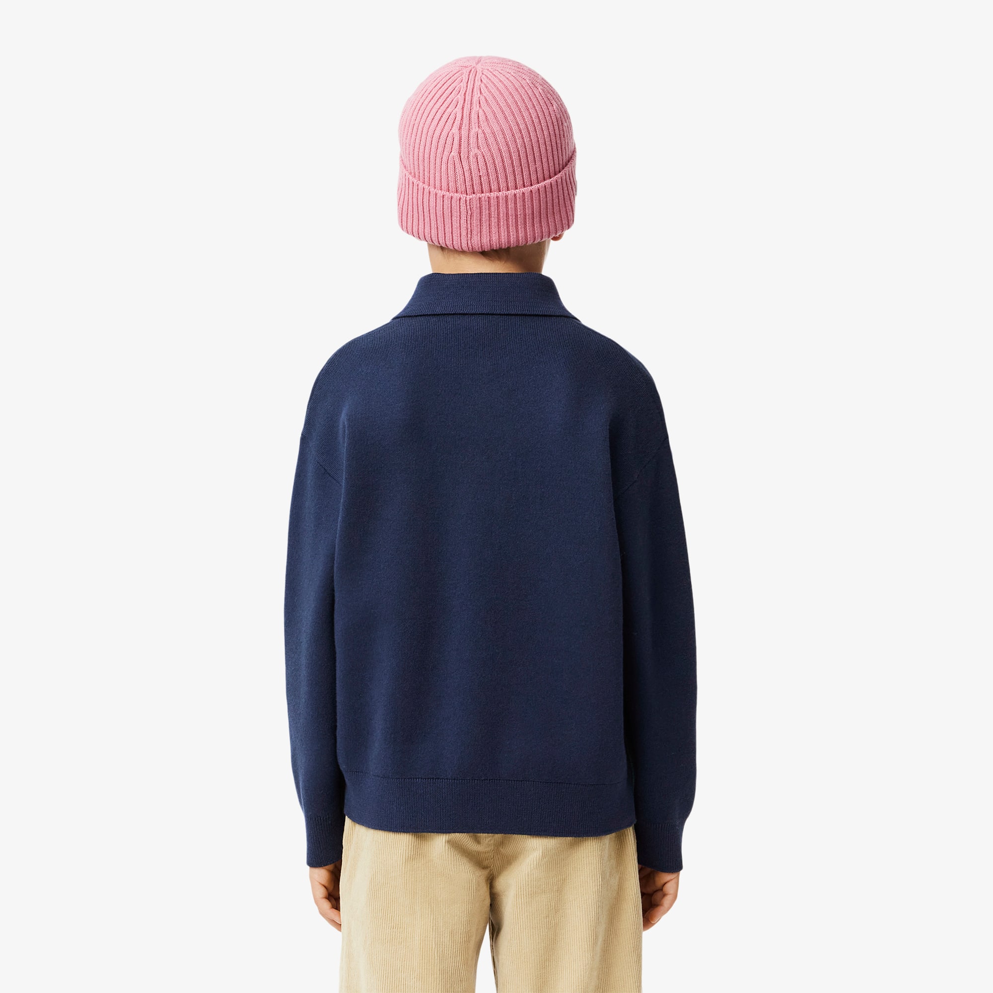 Kids' Cotton and Wool Blend Long Sleeve Polo - Kid's