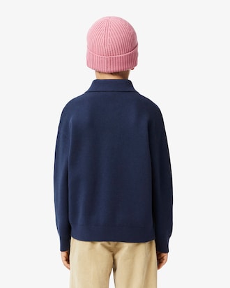 Kids' Cotton and Wool Blend Long Sleeve Polo
