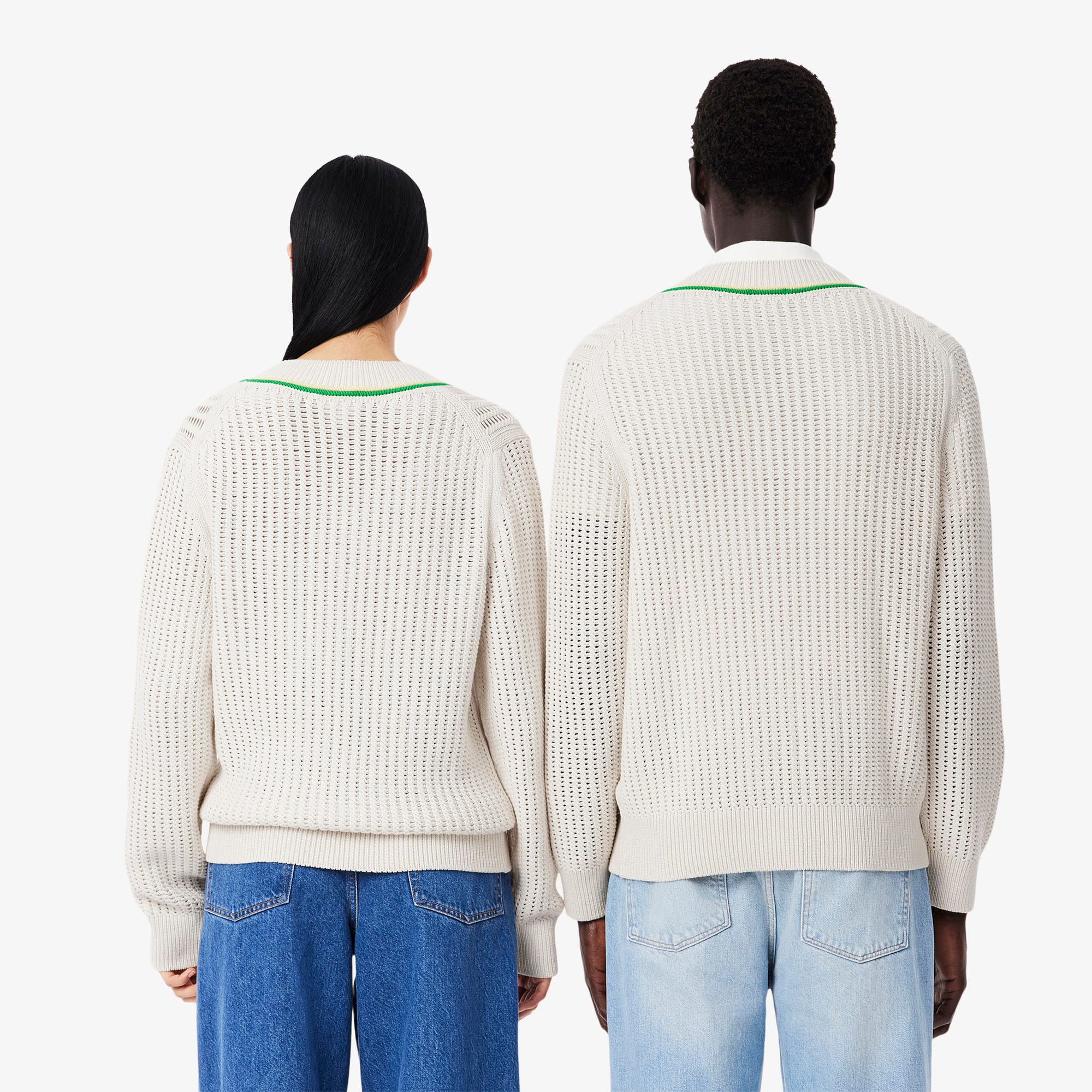 Unisex V-Neck Striped Tennis Sweater - Sweaters & Sweatshirts