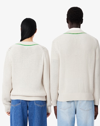 Unisex V-Neck Striped Tennis Sweater