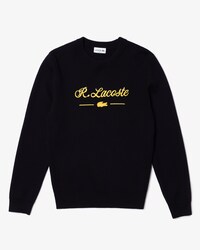 Men&rsquo;s Crew Neck Embroidered Lettered Wool And Cotton Sweater
