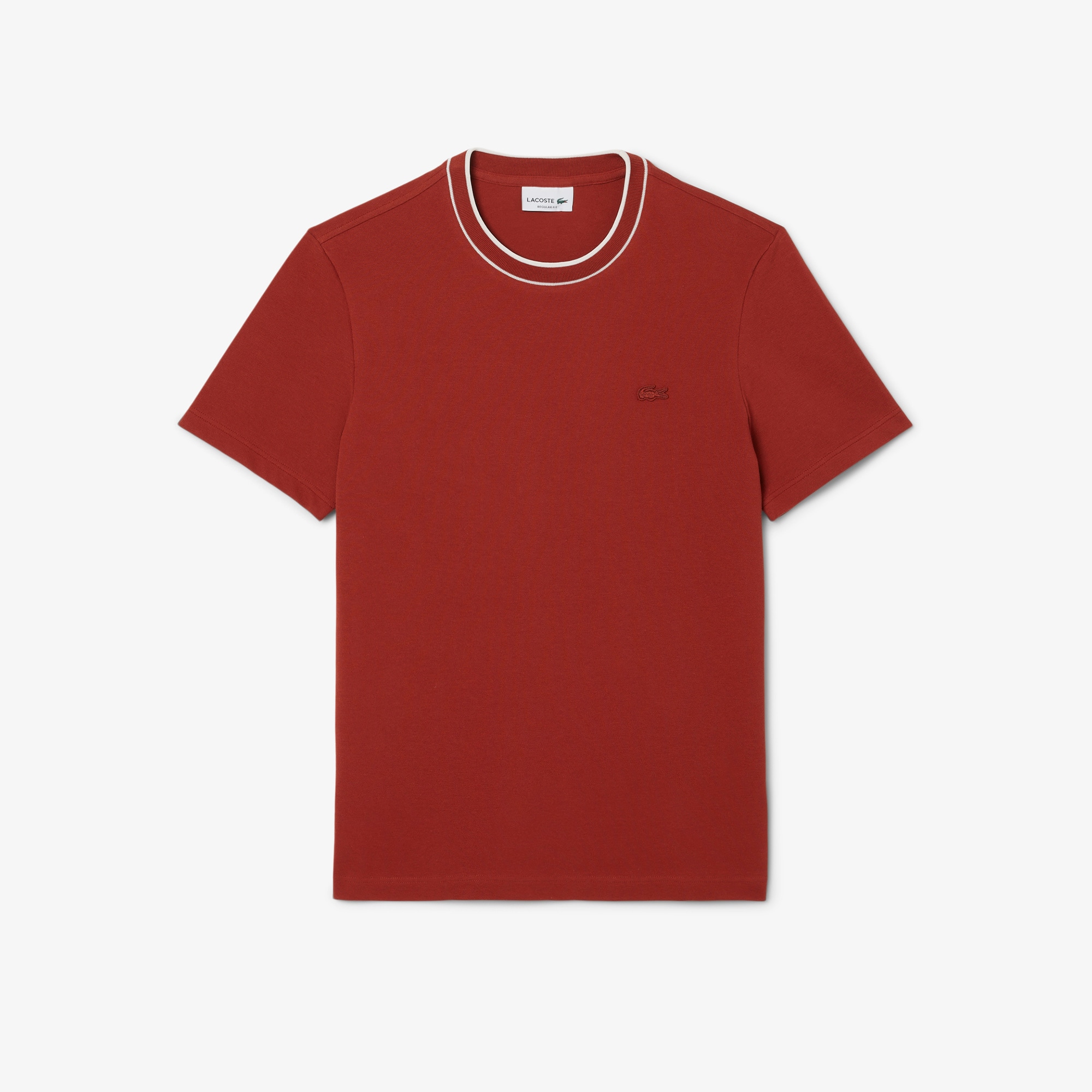別注【LACOSTE】One-point logo pique crew neck T-shirt 25SS Men's Stretch Piqué Striped Collar T-Shirt - T-shirts - New