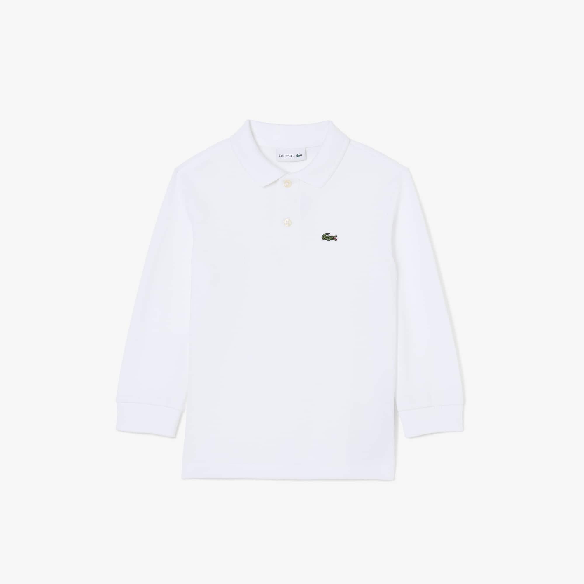 Lacoste Boys' Long Sleeve Piqué Polo - 4 Years In White