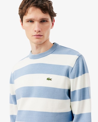 Pull col rond marini&egrave;re coton ray&eacute;