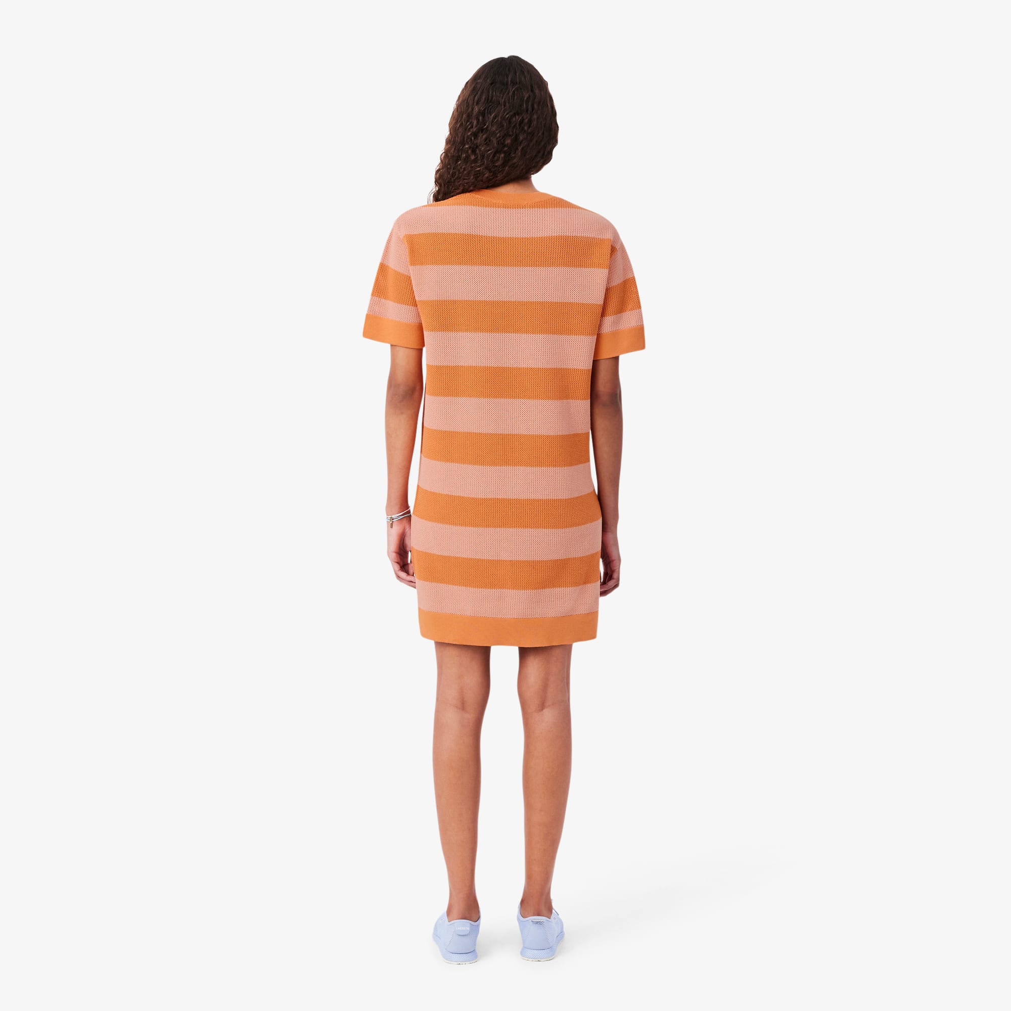 Striped Mesh Knit T-Shirt Dress