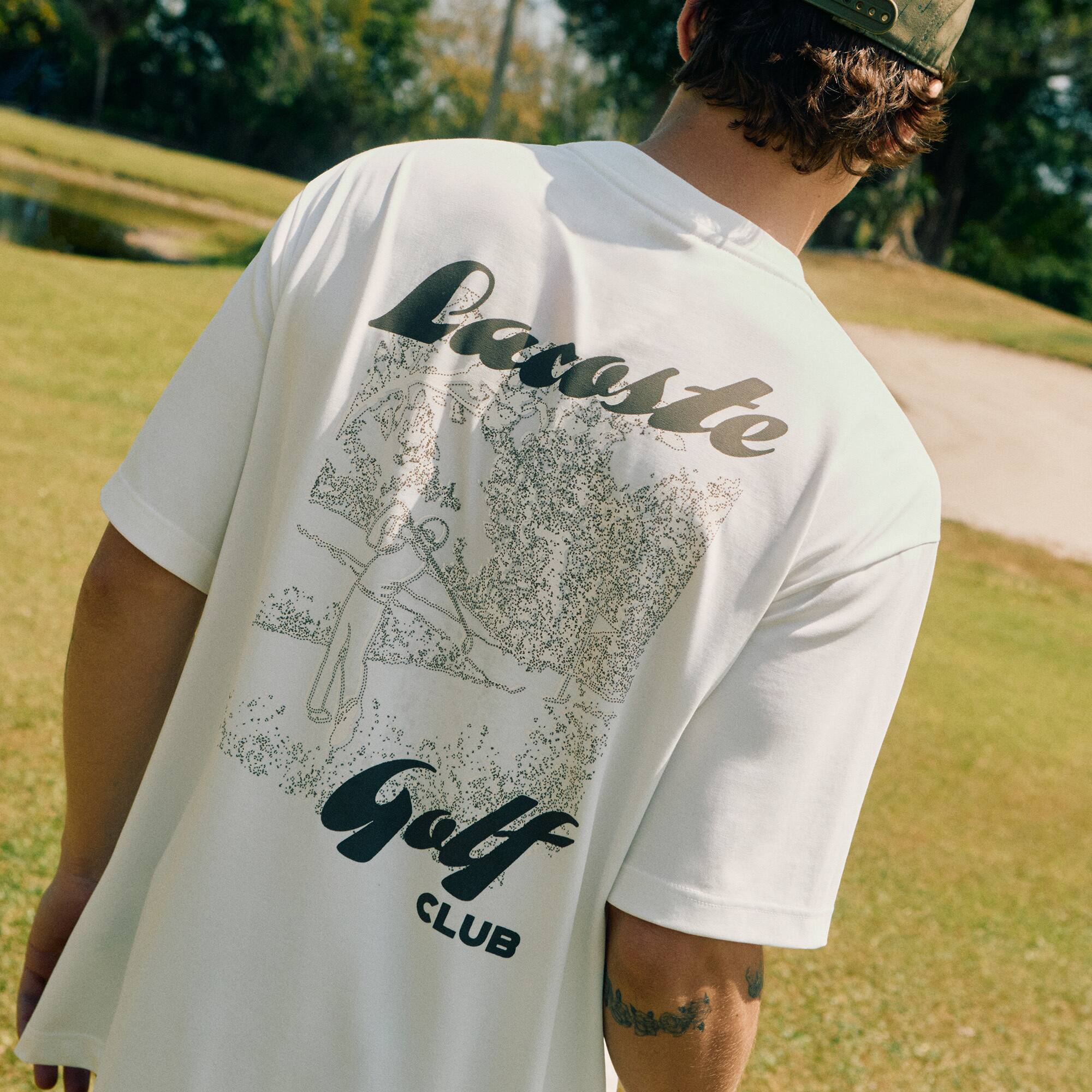 新品LACOSTE SPORT ゴルフシャツ半袖 Lサイズ ホワイト/ブラック Men's Relaxed Fit Printed Golf T-Shirt - T-shirts - New In 2026