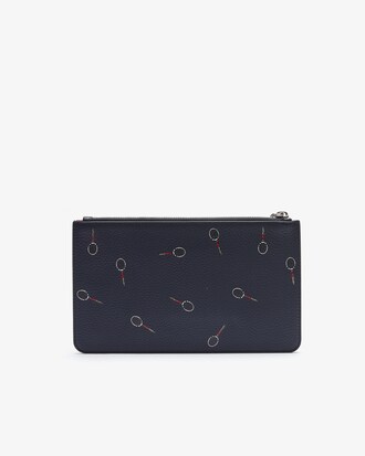 Croco Crew Print Grained Leather Zip Pouch