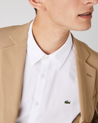 Camisa para hombre slim fit en popelina de algod&oacute;n el&aacute;stico