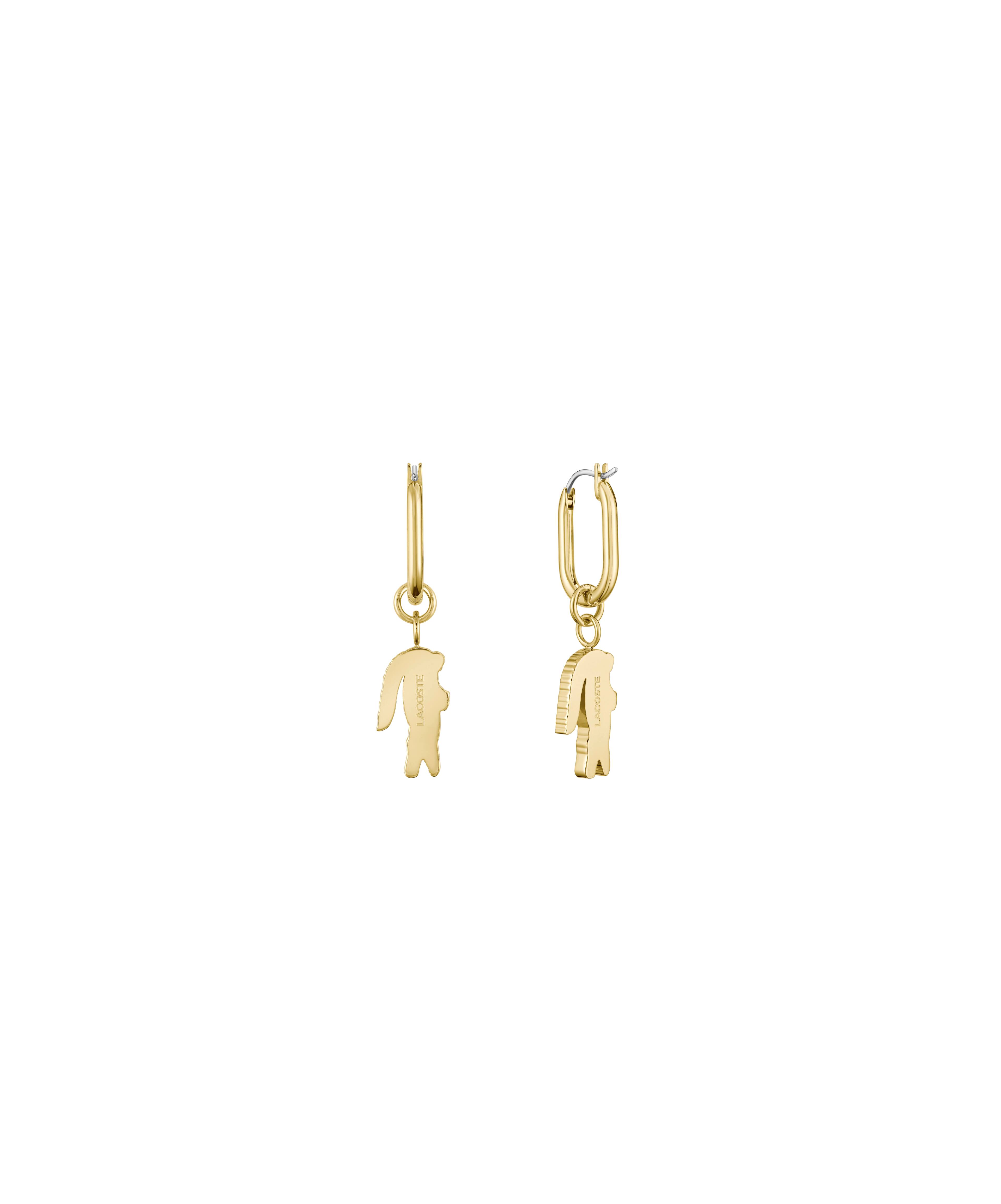 Pink Crystal Croc Pendant Gold Earrings