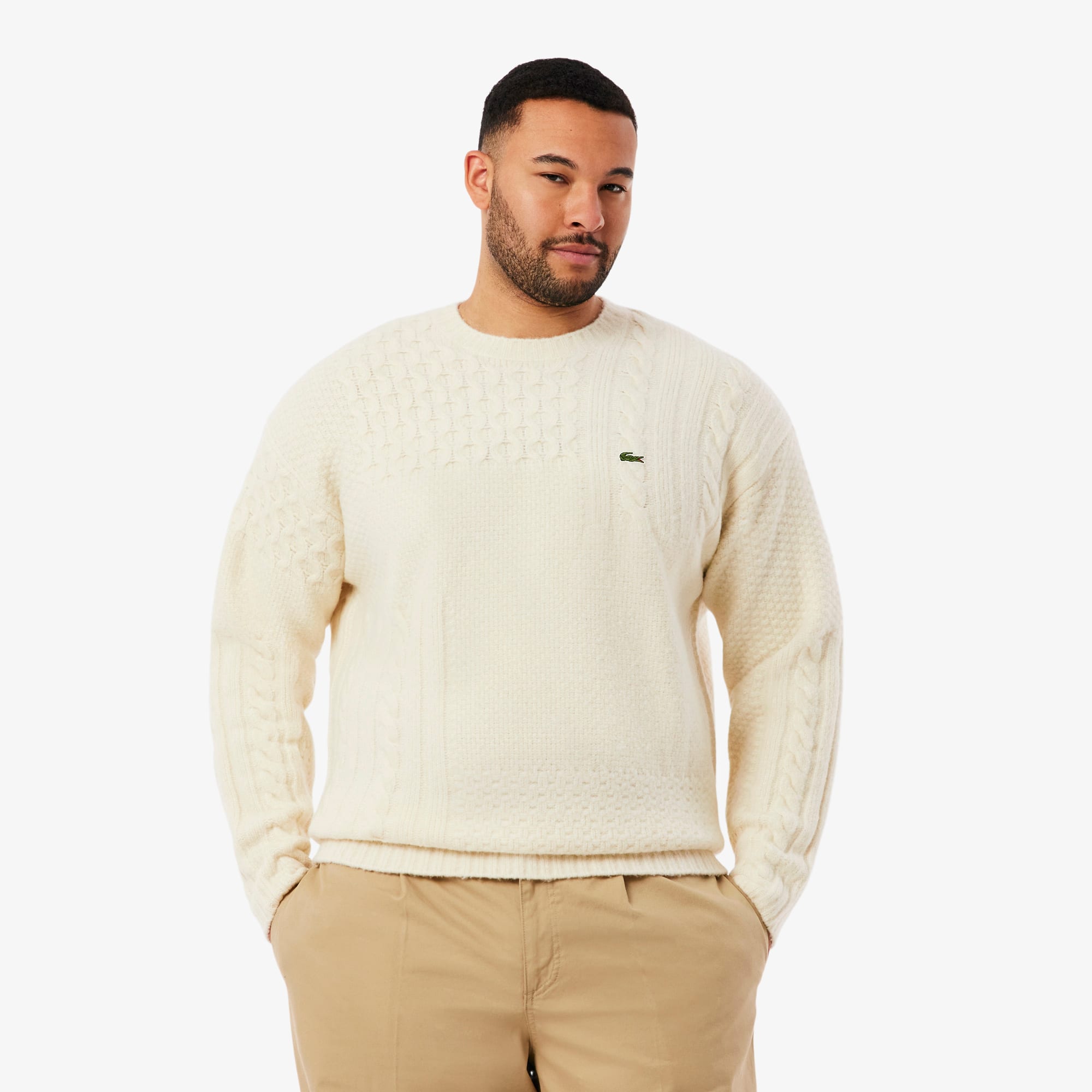 Men's Relaxed Fit Patchwork Effect Wool Sweater