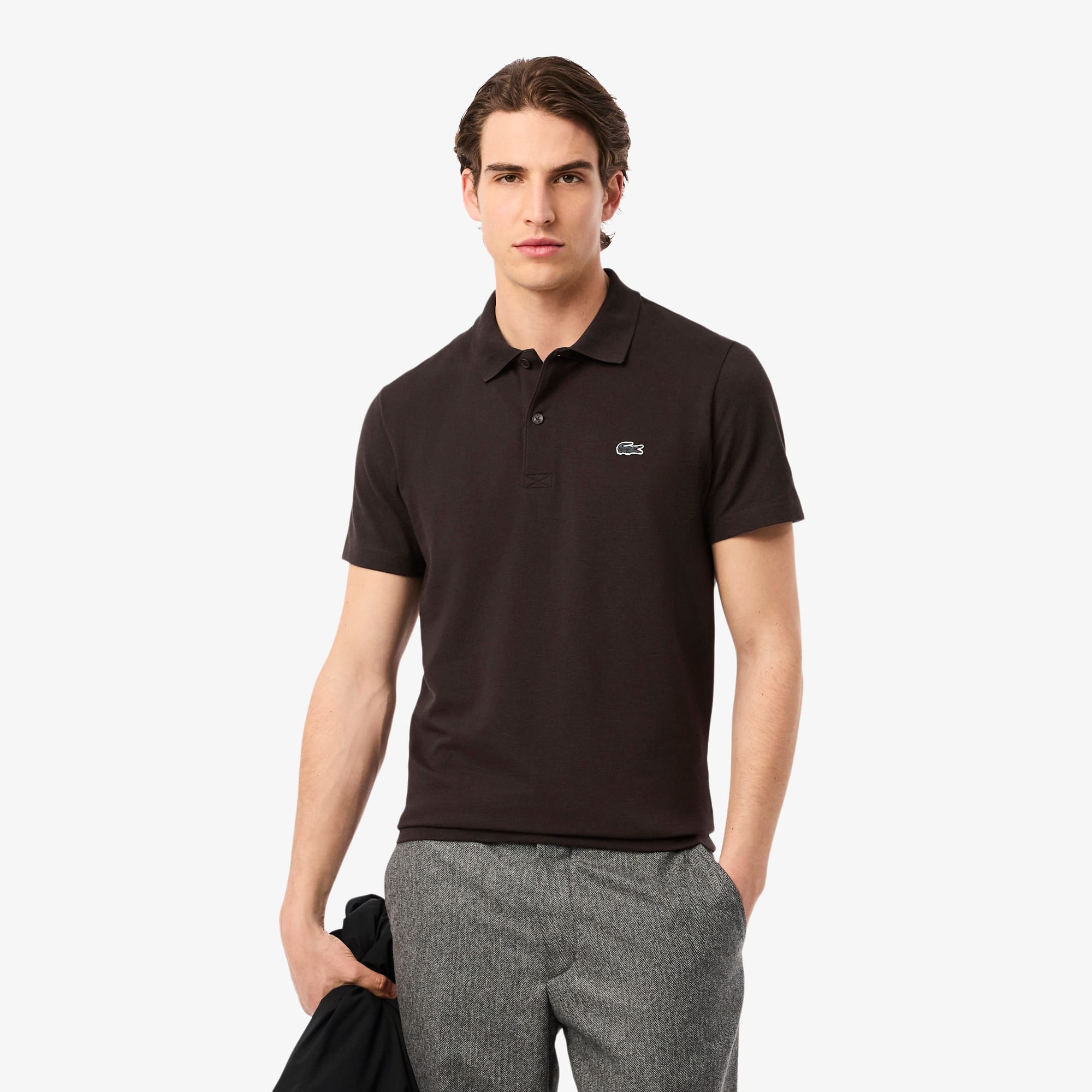 Lacoste Men's Regular Fit Long Sleeve Cotton Blend Polo - S - 3 In Brown