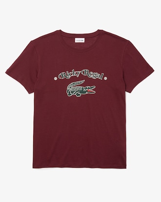 Playera de algod&oacute;n con cuello holgado y estampado Lacoste x Ricky Regal