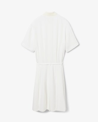 Runway Pleated Embroidery Detail Polo Dress